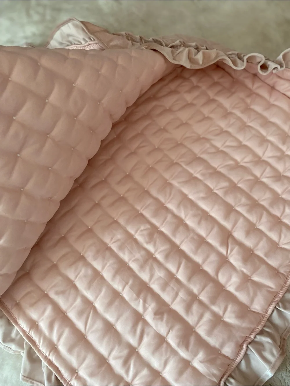 Levtex baby Heritage pink velvet quilted crib blanket